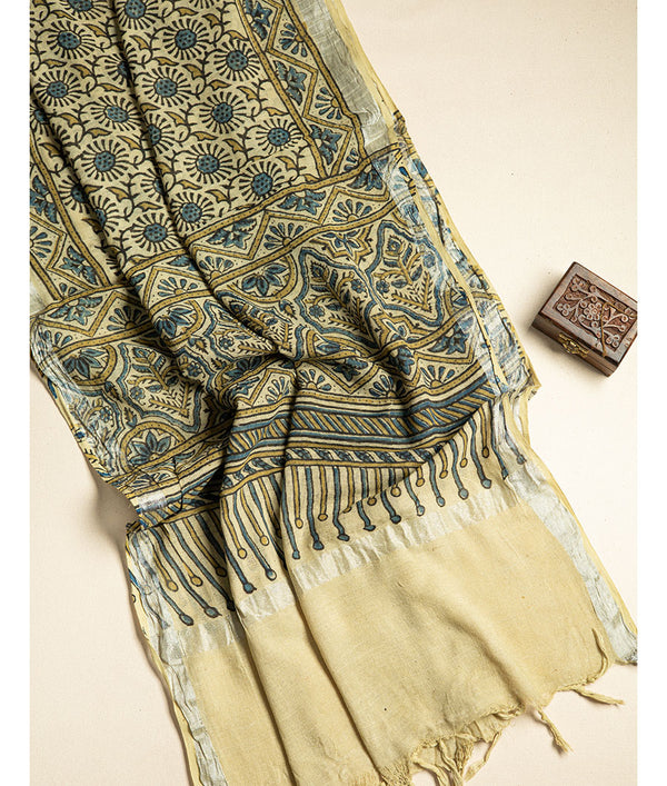 PURE LINEN AJRAKH DUPATTA