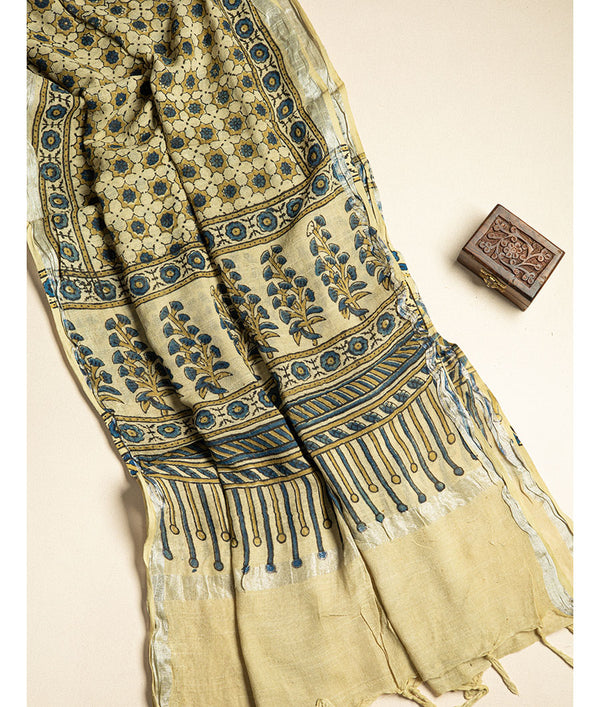 PURE LINEN AJRAKH DUPATTA