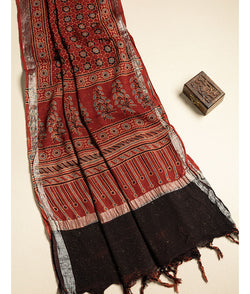 PURE LINEN AJRAKH DUPATTA