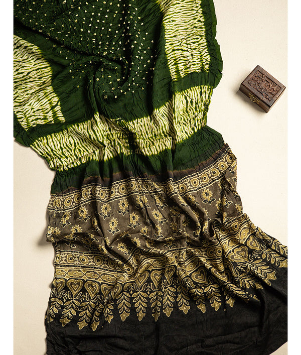 SHIBORI MODAL SILK AJRAKH BORDER DUPATTA
