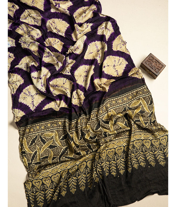 SHIBORI MODAL SILK AJRAKH BORDER DUPATTA