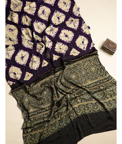 SHIBORI MODAL SILK AJRAKH BORDER DUPATTA