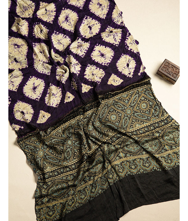 SHIBORI MODAL SILK AJRAKH BORDER DUPATTA