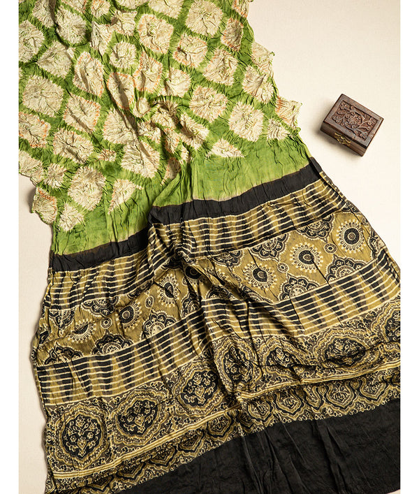SHIBORI MODAL SILK AJRAKH BORDER DUPATTA