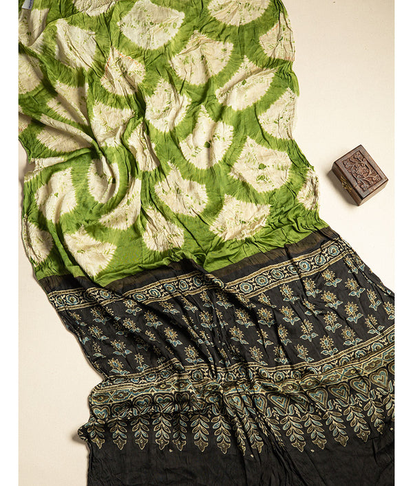SHIBORI MODAL SILK AJRAKH BORDER DUPATTA