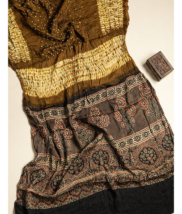 SHIBORI MODAL SILK AJRAKH BORDER DUPATTA