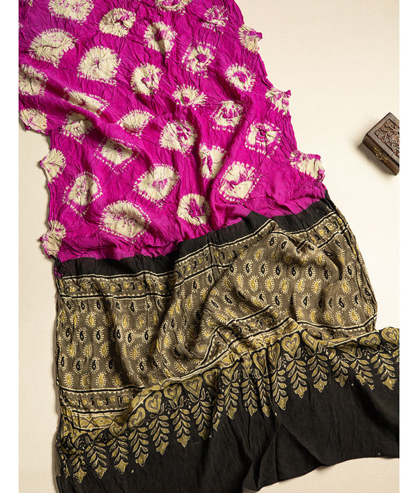 SHIBORI MODAL SILK AJRAKH BORDER DUPATTA