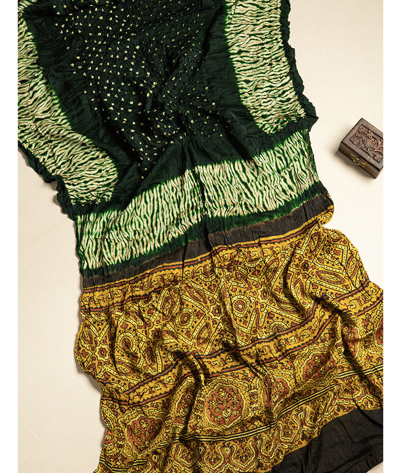 SHIBORI MODAL SILK AJRAKH BORDER DUPATTA