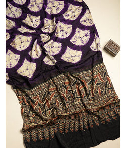 SHIBORI MODAL SILK AJRAKH BORDER DUPATTA