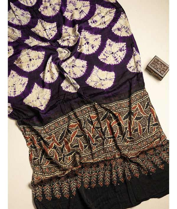 SHIBORI MODAL SILK AJRAKH BORDER DUPATTA