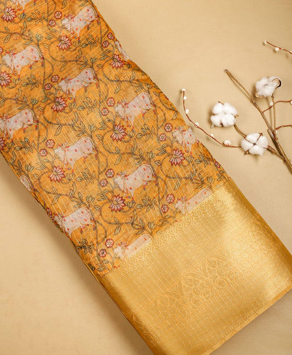 ORGANZA PRINTED FABRIC WITH BORDER