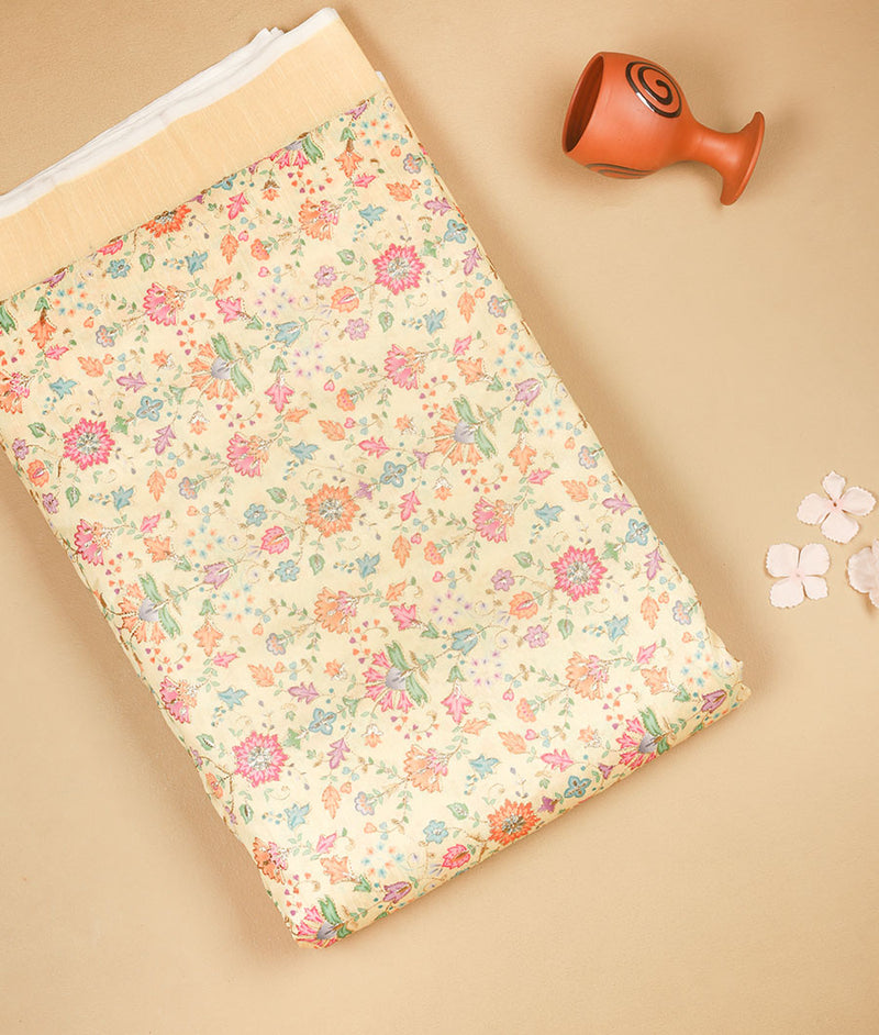 DUPION SILK EMBROIDERED FABRIC